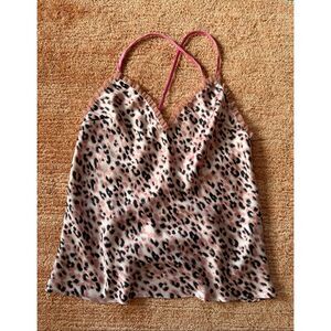 Victoria’s Secret Leopard Print Cami Top Size S Pink Ruffle Trim